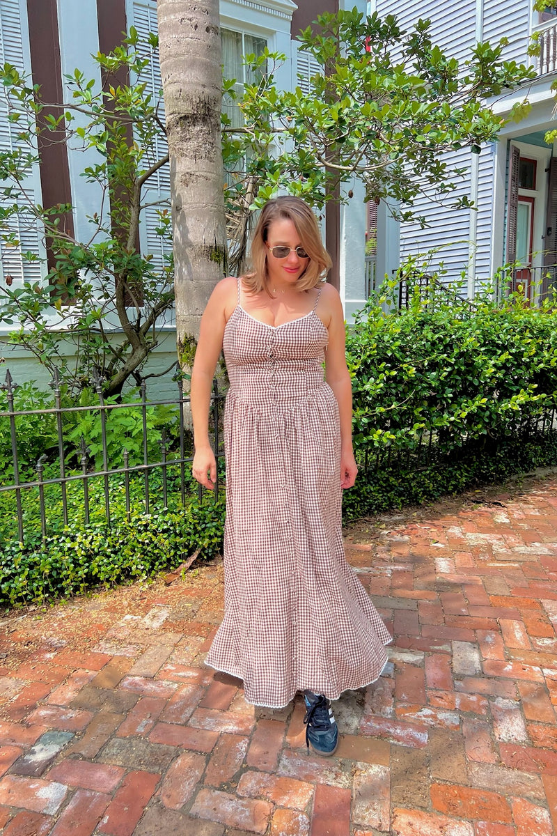 First of Fall Gingham Maxi Dress