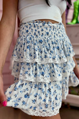 Something Blue Ruffle Mini Skirt
