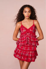 Abbott Tartan Ruffle Top ~ Cheery Red