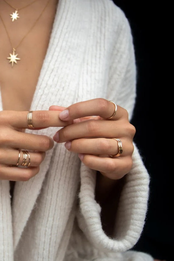 Thin Hammered Saros Ring - Gold Filled