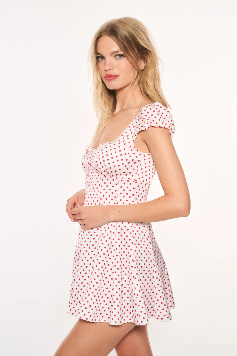 Avine Polkadot Mini Dress ~ Cherry Spritz
