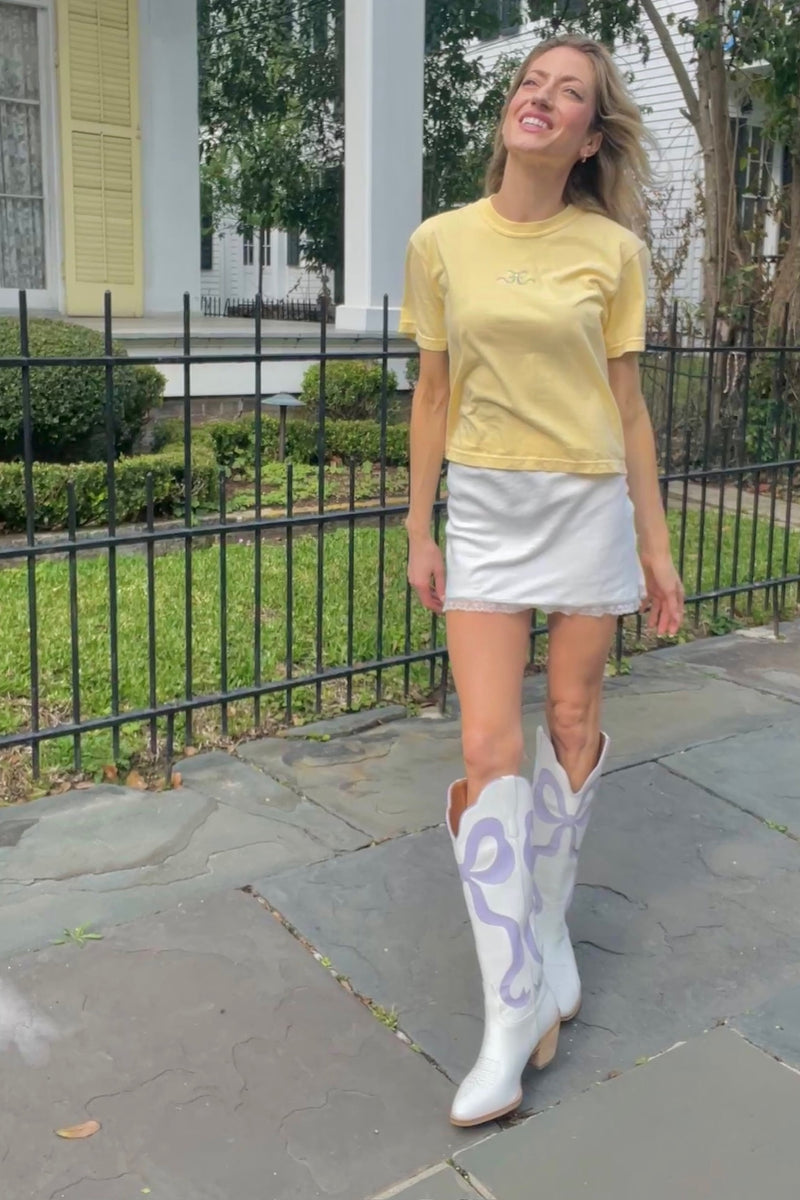 It's the Little Things Boxy Tee ~ Mardi Gras Bow