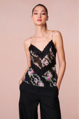 Brimsley Floral Lace-Trimmed Top ~ Black Coffee