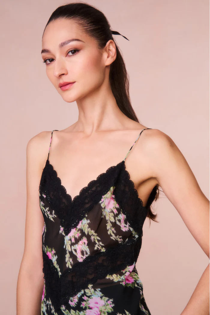 Brimsley Floral Lace-Trimmed Top ~ Black Coffee