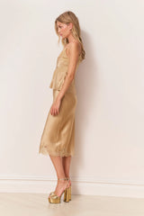 Brimsley Lace-Trimmed Silk Camisole ~ Camel Charm