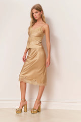 Brimsley Lace-Trimmed Silk Camisole ~ Camel Charm