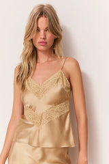 Brimsley Lace-Trimmed Silk Camisole ~ Camel Charm