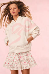 Brunella Cotton Bow Hoodie ~ Rose White