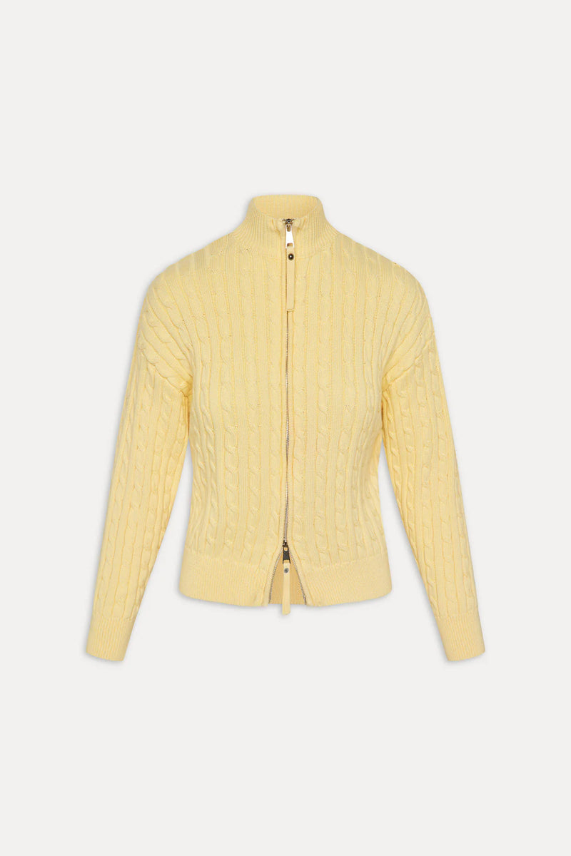 Bea Cable Knit Zip Up Sweater ~ Vanilla Sugar