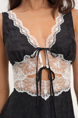 Bluebird Jacquard Mini Slip Dress ~ Black