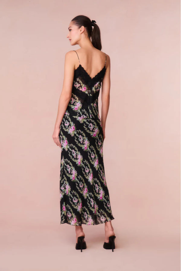 Castle Floral Maxi Skirt ~ Black Coffee