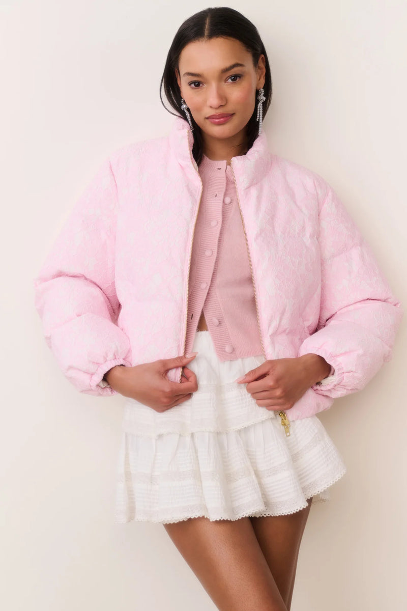 Celesta Lace Puffer Jacket ~ Soft Pink