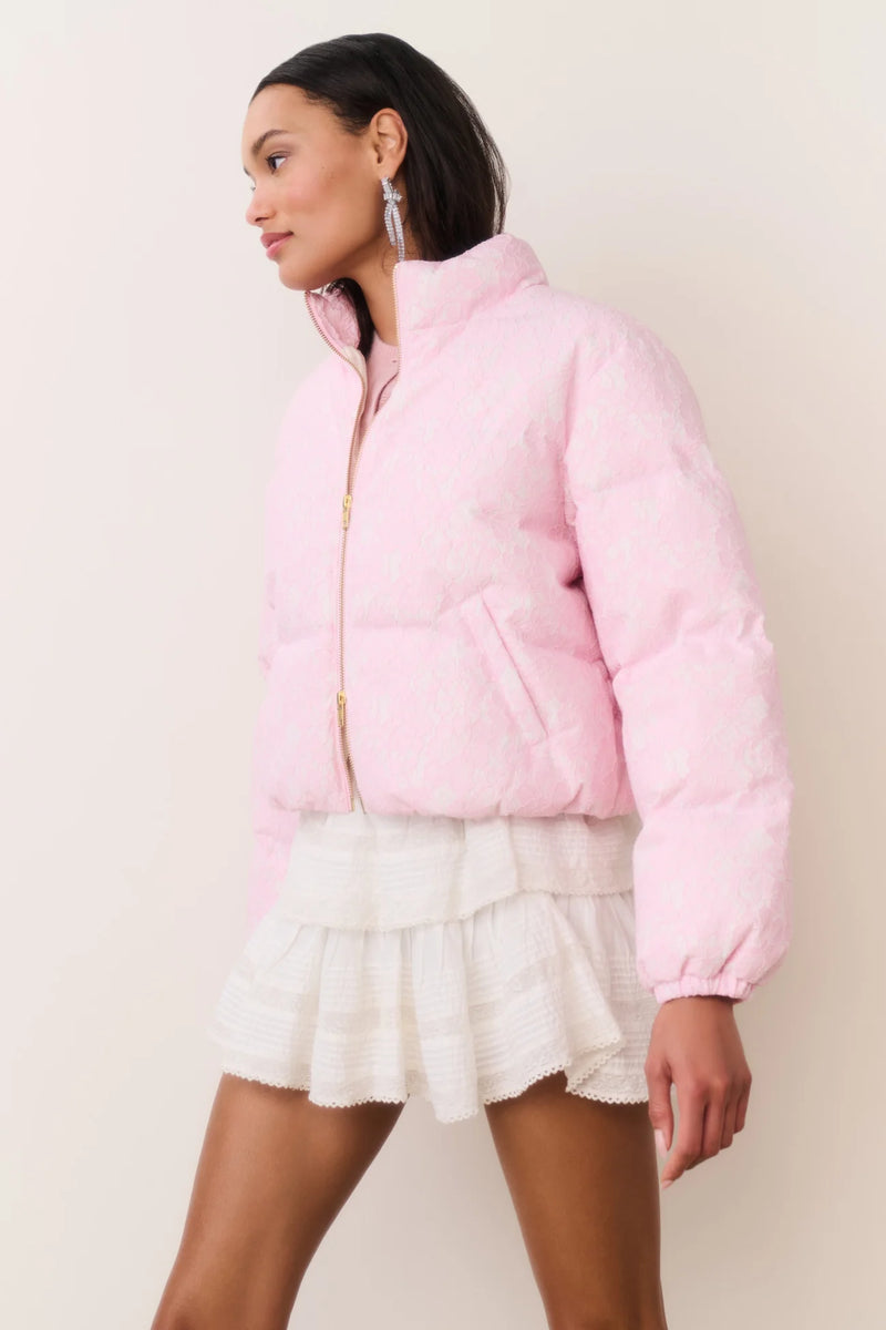 Celesta Lace Puffer Jacket ~ Soft Pink