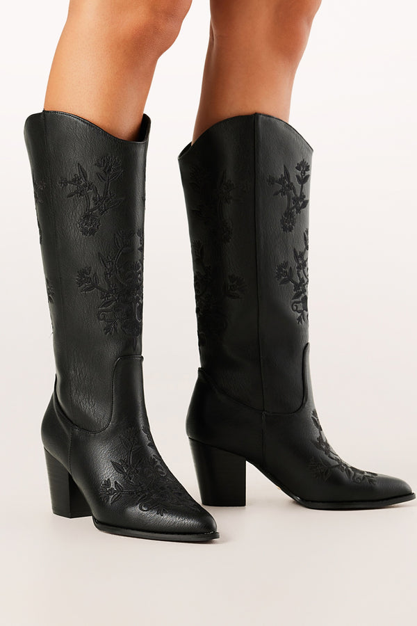 Clementine Western Boot ~ Black Floral