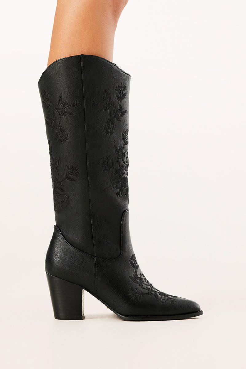 Clementine Western Boot ~ Black Floral