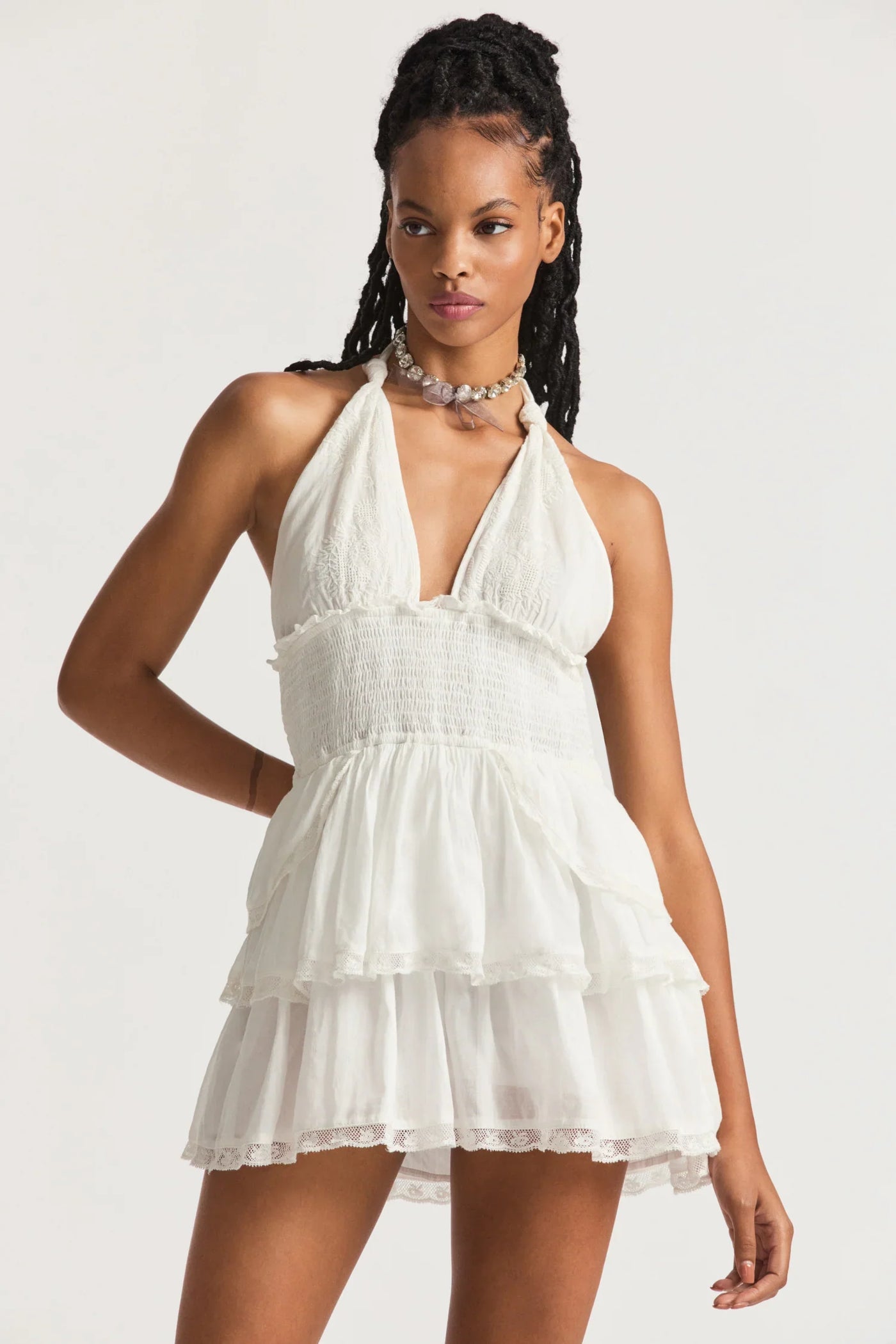 Deanna Halter Dress ~ True White – Shake Your Bon Bon