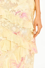*PREORDER* Rialto Floral Chiffon Maxi Dress ~ Yellow Melon