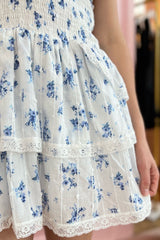 Something Blue Ruffle Halter Mini Dress