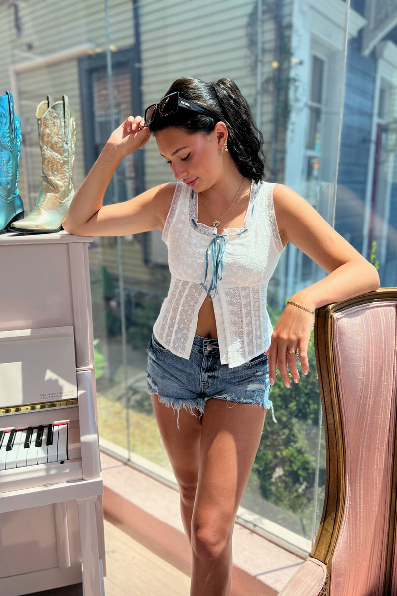 All in the Deets Eyelet Top