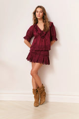 Delphie Cotton Lace-Detailed Mini Skirt ~ Spiced Berry