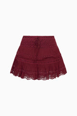 Delphie Cotton Lace-Detailed Mini Skirt ~ Spiced Berry