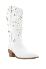 Dollie Western Boot ~ White/Gold Metallic