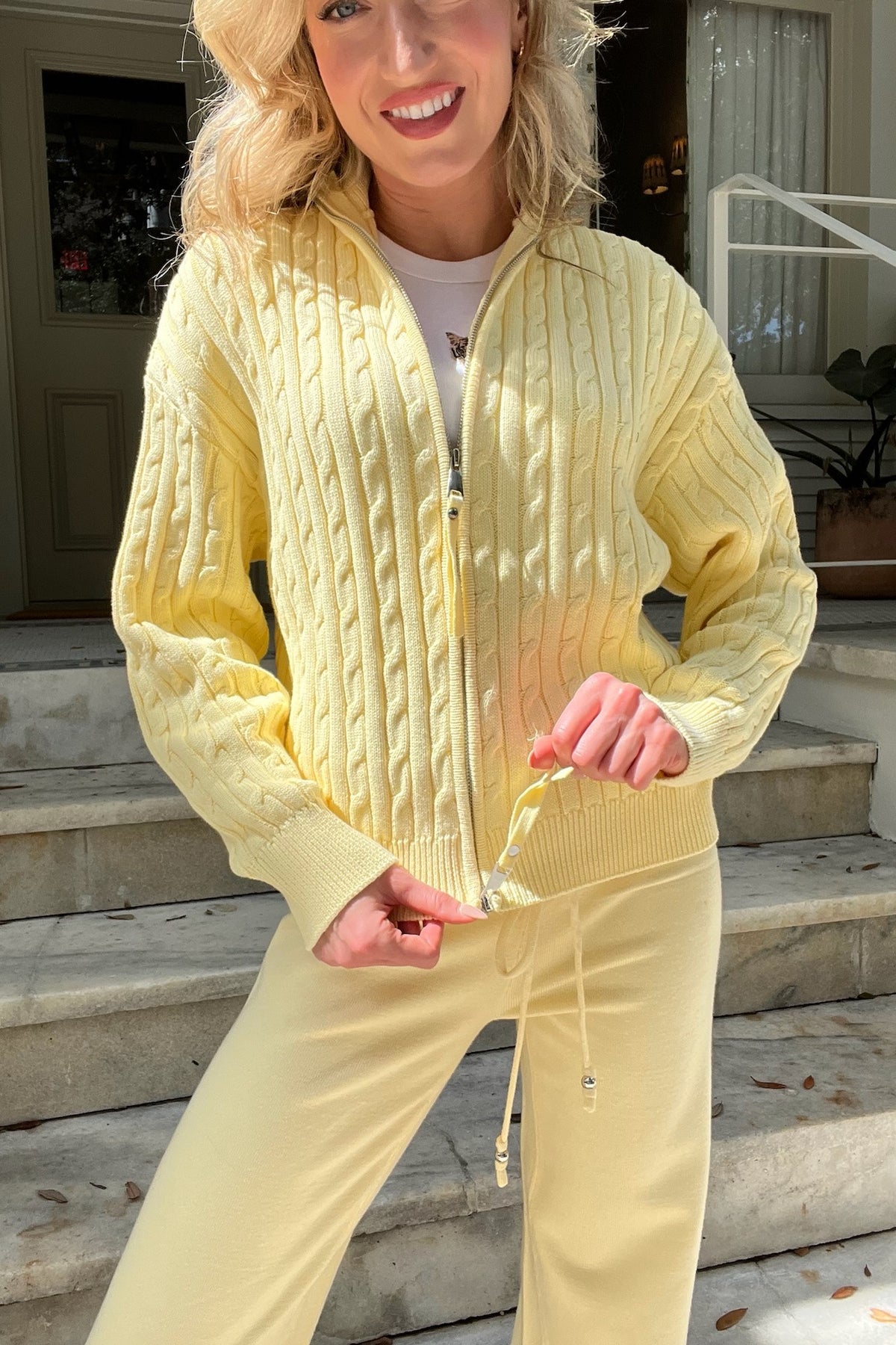 Bea Cable Knit Zip Up Sweater ~ Vanilla Sugar – Shake Your Bon Bon