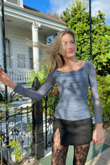 Midnight Mesh Off-Shoulder Top
