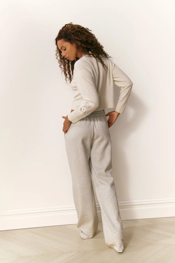 Elma Lace Bow Sweatpants ~ Heather Grey