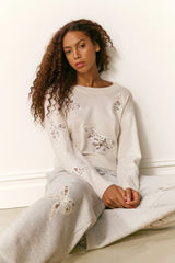 Elma Lace Bow Sweatpants ~ Heather Grey
