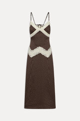 Ethereal Satin Maxi Dress ~ Chocolate Dot