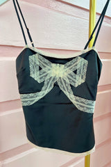 Arise Lace Bow Camisole ~ Black