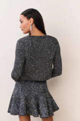 Ferra Sequin Stretch Knit Cardigan ~ Black