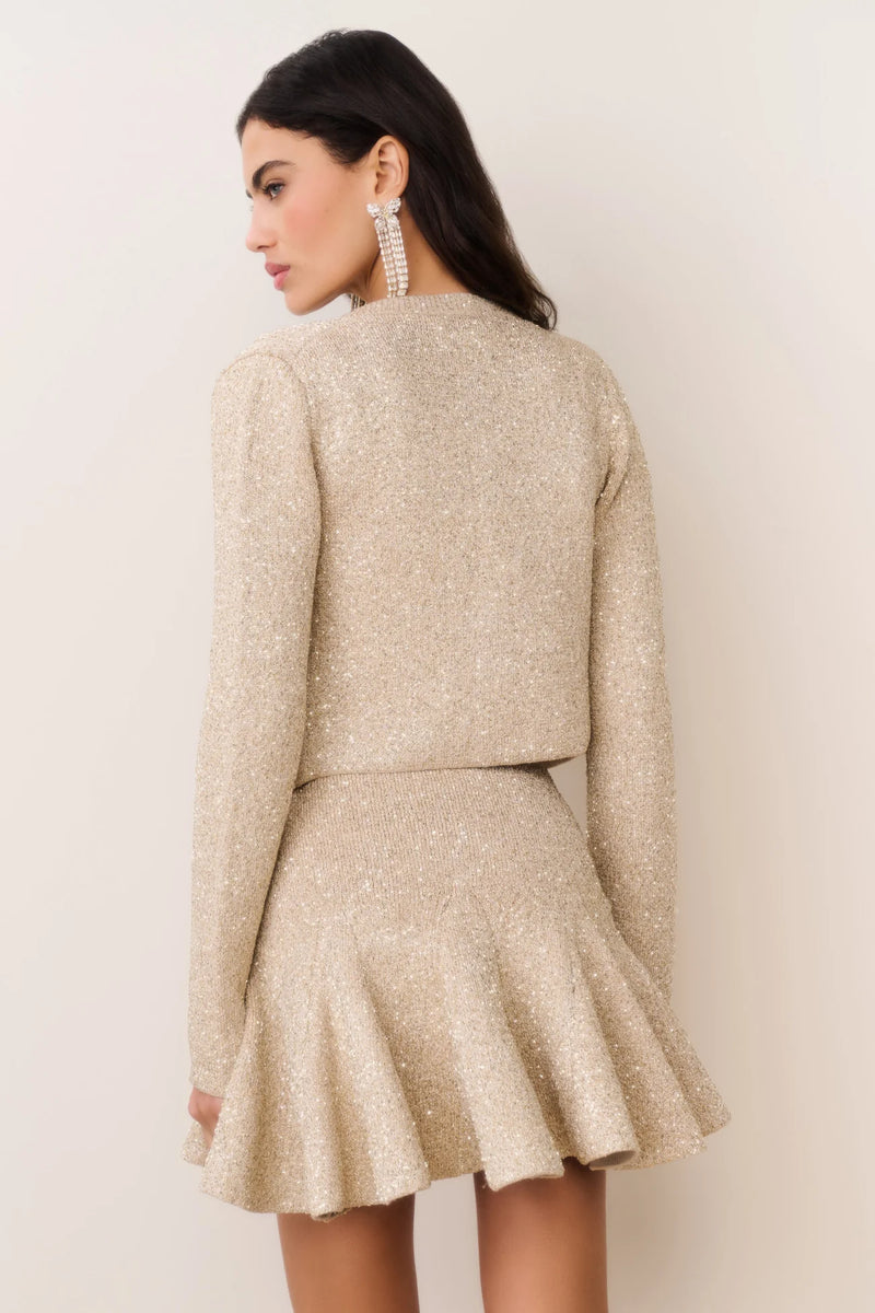 Sarajane Sequin Stretch Knit Mini Dress ~ Honey Gold