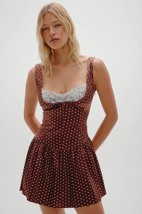 Enchantment Mini Dress ~ Chocolate Dot