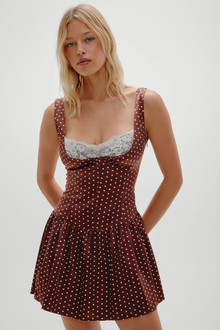Enchantment Mini Dress ~ Chocolate Dot