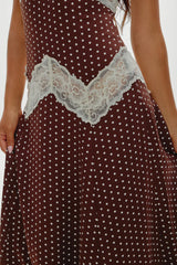 Ethereal Satin Maxi Dress ~ Chocolate Dot