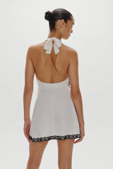 Audrey Satin Mini Dress ~ Soft Sand