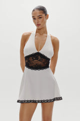 Audrey Satin Mini Dress ~ Soft Sand