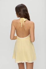 Audrey Satin Mini Dress ~ Whipped Butter Dottie