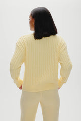 Bea Cable Knit Zip Up Sweater ~ Vanilla Sugar