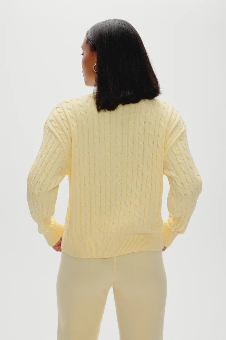 Bea Cable Knit Zip Up Sweater ~ Vanilla Sugar