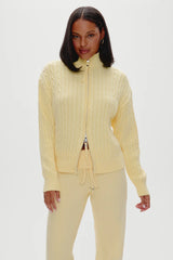 Bea Cable Knit Zip Up Sweater ~ Vanilla Sugar