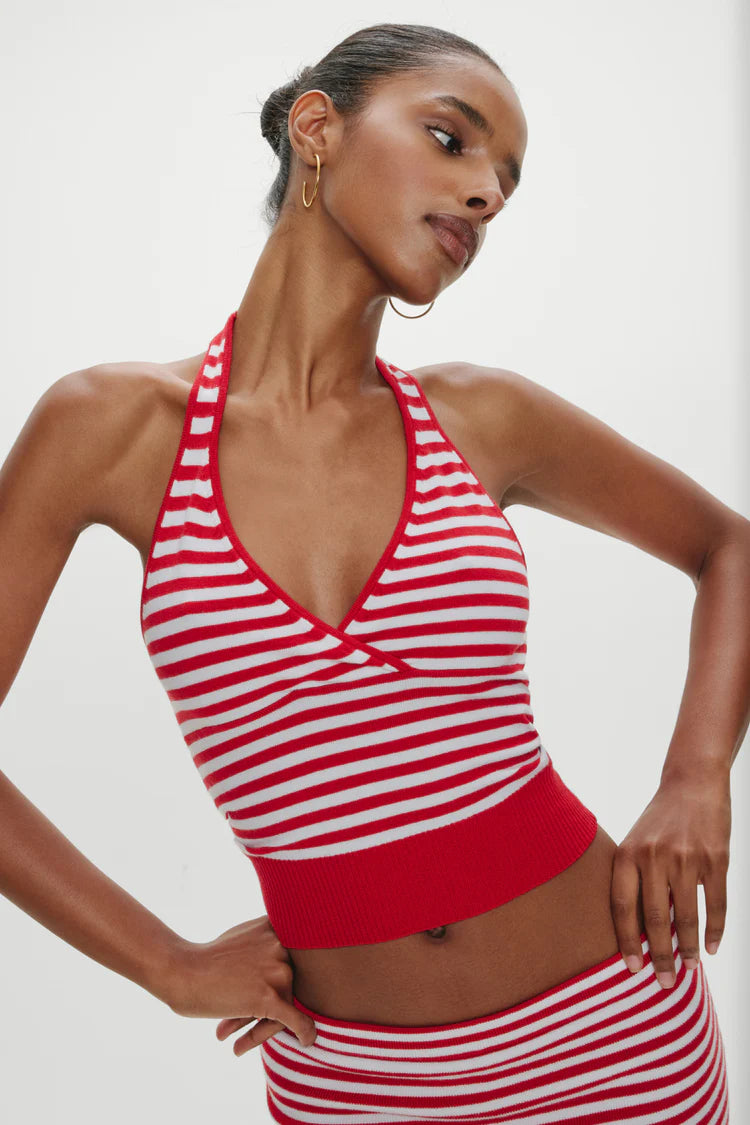 Dylan Knit Halter Top ~ South Hampton Stripe