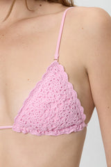 Elena Crochet Shine Bikini Top ~ Blush