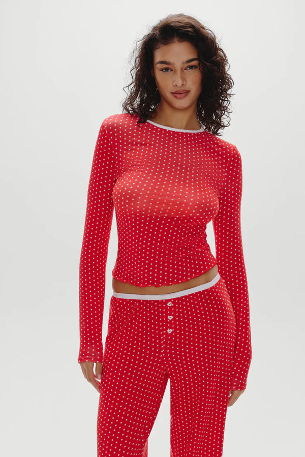 Joy Long Sleeve Sleep Shirt ~ Holiday Dot