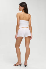Sophie Knit Mini Shorts ~ White Hibiscus