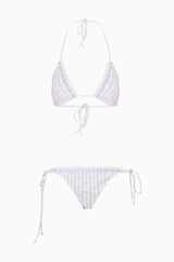 Harbor Floral Striped Bikini ~ Denim Sky