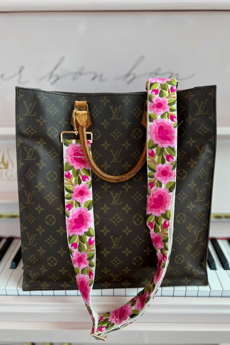 Embroidered Bag Strap ~ Pink Floral