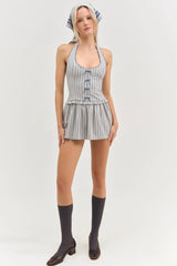 Janice Halter Mini Dress ~ Blue